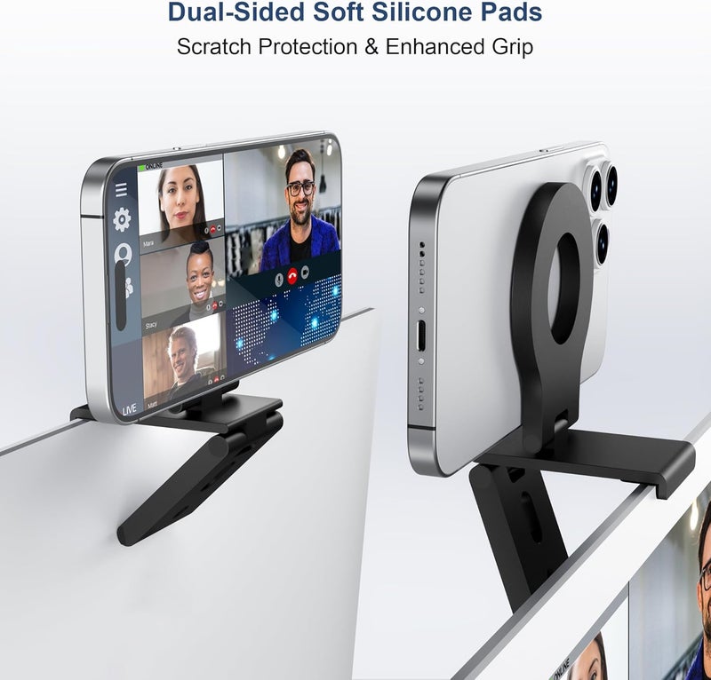 Itramax Continuity Camera Mount for Desktop Monitor&iMac,iPhone Webcam Stand,Magnetic Phone Monitor Mount,Continuity Holder for MagSafe,iMac,iPhone 17 16 15 14 13 12,Mac,TV,Studio Display,Black - Image 3